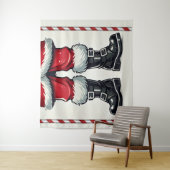 Cool Santa in Black Boots Kerstvakantie Wandkleed (In situ)