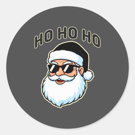 Cool Santa In Black Hat Sungles Graphic 2  Ronde Sticker (Voorkant)