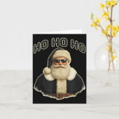 Cool Santa In Black Hat Sungles Graphic  Kaart (Gele Bloem)