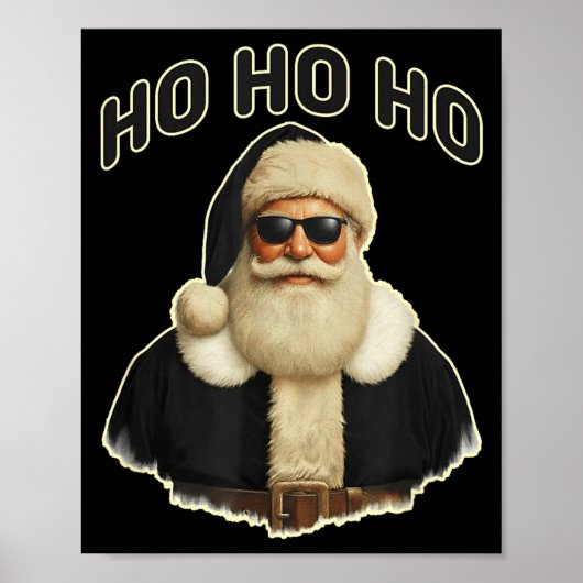 Cool Santa In Black Hat Sungles Graphic  Poster (Voorkant)