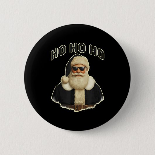 Cool Santa In Black Hat Sungles Graphic  Ronde Button 5,7 Cm (Voorkant)