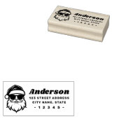 Cool Santa in zonnebril leuk retro retouradres Rubberstempel (Gestempeld)