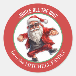 Cool Santa Jingle All the Way Vakantie Ronde Sticker