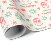 Cool Santa retro Merry Christmas bord rood groen Cadeaupapier (Rol Hoek)
