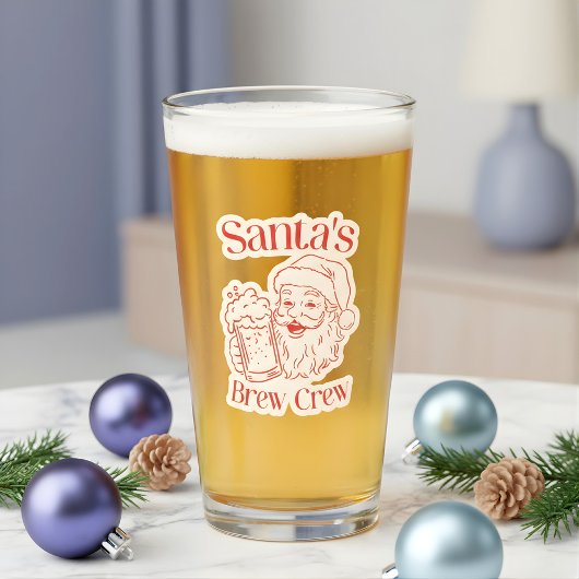 Cool Santa’s Brew Crew Christmas Beer Glas