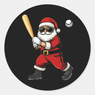 Cool Santa spelen Baseball Kerst Baseball Mannen Ronde Sticker
