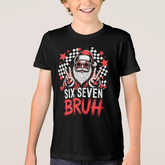 Cool Santa with sunglasses - Six Seven BRUH Tri-Blend Shirt (Voorkant)