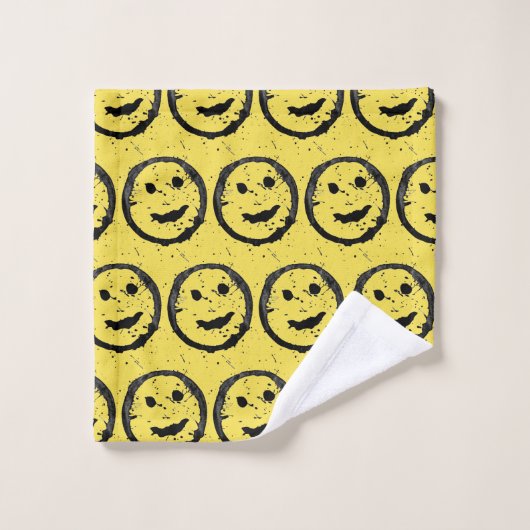 Cool Sardé Joyeux visage souriant motif jaune (Gant de toilette)