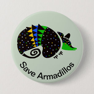Cool Save ARMADILLOS - Bedreigde dieren grafiek Ronde Button 7,6 Cm