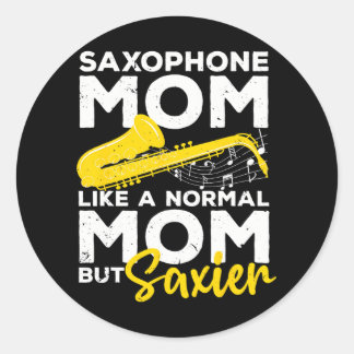 Cool Saxophone voor mam Women Saxy Jazz Music Band Ronde Sticker