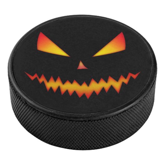 Cool scary Jack O'Lantern face Halloween Hockey Puck (3/4)