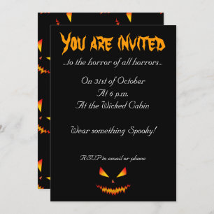 Cool scary Jack O'Lantern face Halloween Invite Kaart