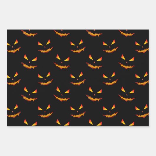 Cool scary Jack O'Lantern face Halloween patroon Inpakpapier Vel (Voorkant 3)