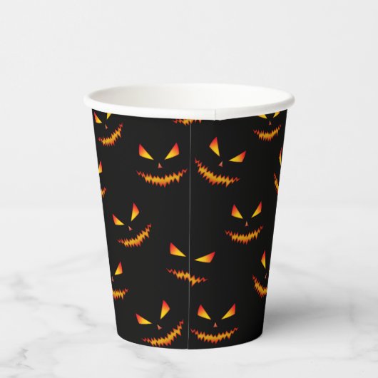 Cool scary Jack O'Lantern face Halloween patroon Papieren Bekers (Rechts)