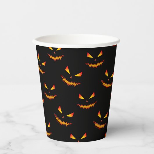Cool scary Jack O'Lantern face Halloween patroon Papieren Bekers (Voorkant)