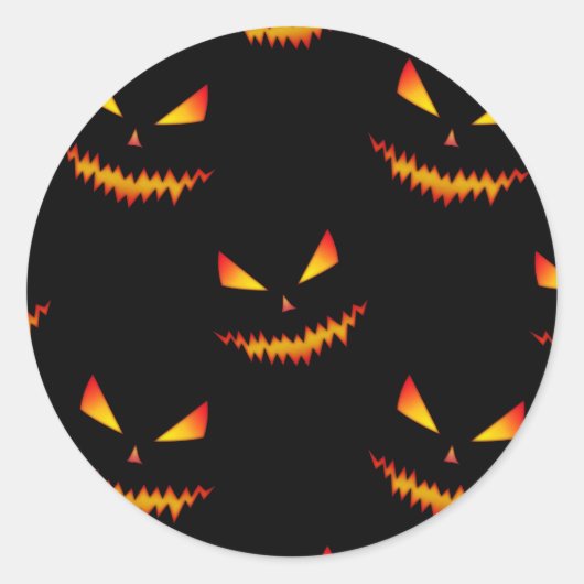 Cool scary Jack O'Lantern face Halloween patroon Ronde Sticker (Voorkant)