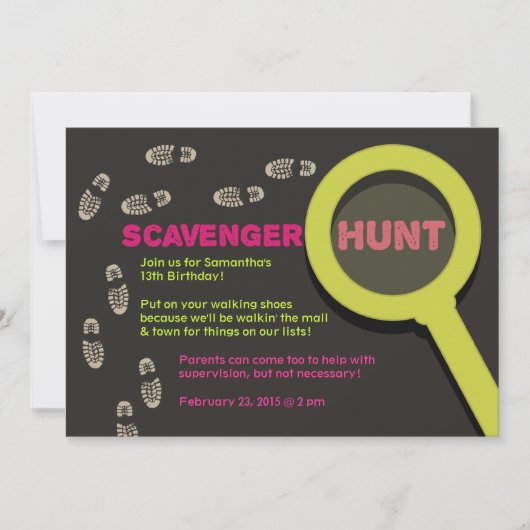 Cool Scavenger Hunt Invitation Kaart (Voorkant)