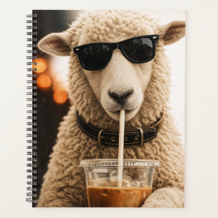 Cool Schaap Drinkt IJskoude Koffie Planner