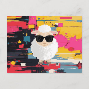 Cool Schapen Zonnebril Abstracte Verf Vlek Kunst Briefkaart