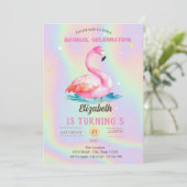 Cool Schattig roze flamingo's holografisch Kaart (Staand voorkant)