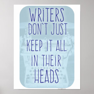 Cool schrijvers hersenen motivatie auteur slogan poster
