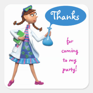 Cool Science verjaardagsfeest voor meisjes Vierkante Sticker
