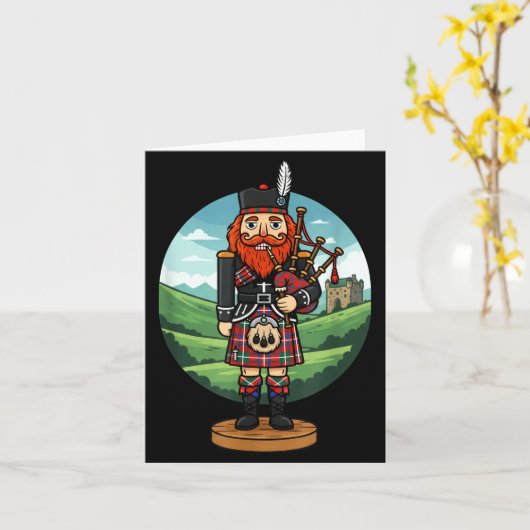 Cool Scottish Nutcracker Bagpes  Kaart (Gele Bloem)