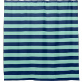 Cool Seafoam Green- en Navy Stripes Douchegordijn (Voorkant)
