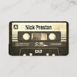 Cool Sepia Retro Audio Cassette   DJ Professional Visitekaartje