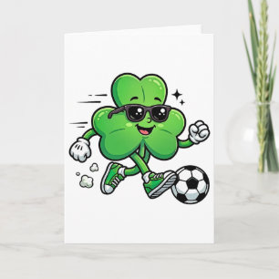 Cool Shamrock Voetbalspeler St Patricks Day Iers Kaart