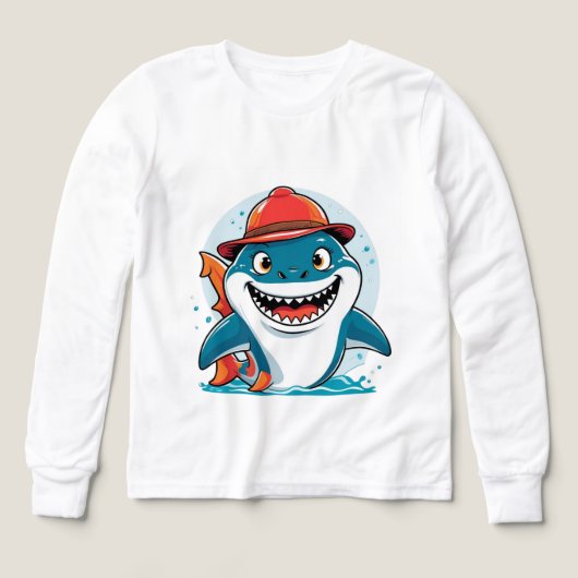 Cool Shark Adventure – Kids’ Long Sleeve Tee (Voorkant)