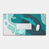 Cool Shark and Turtle Abstract Art Blue Bureaumat (Keyboard & Muis)