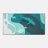 Cool Shark and Turtle Abstract Art Blue Bureaumat (Voorkant)