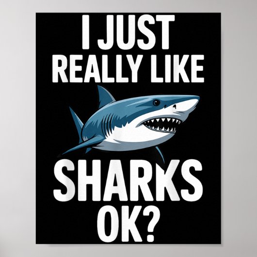 Cool Shark Art For Men Women Great White Hammerhea Poster (Voorkant)