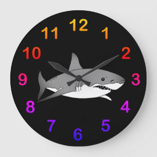 Cool Shark Cartoon Illustration Grote Klok