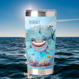 Cool shark lovers naam toevoegen geïsoleerde drinkbeker