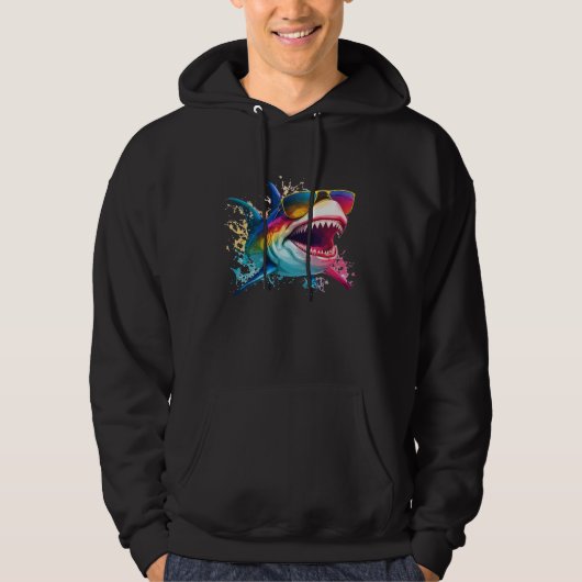 Cool Shark wearing Sunglasses Hoodie (Voorkant)