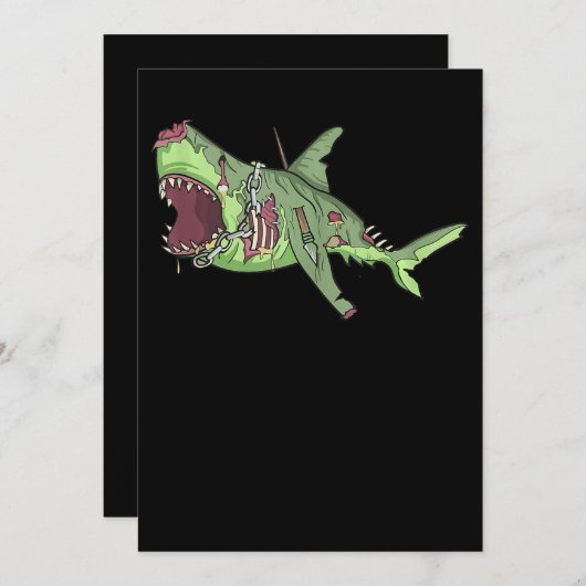 Cool Shark Zombie Funny Lazy DIY Halloween Costum Bedankkaart (Voorkant / Achterkant)