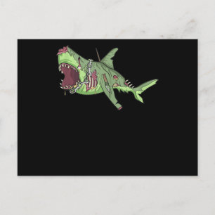 Cool Shark Zombie Funny Lazy DIY Halloween Costum Briefkaart