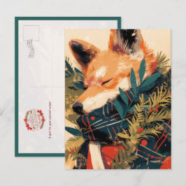Cool Shiba Inu in Christmas Winter Briefkaart