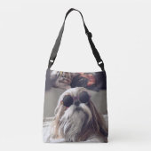 Cool Shih Tzu lange haar zonnebril Foto Crossbody Tas (Achterkant)