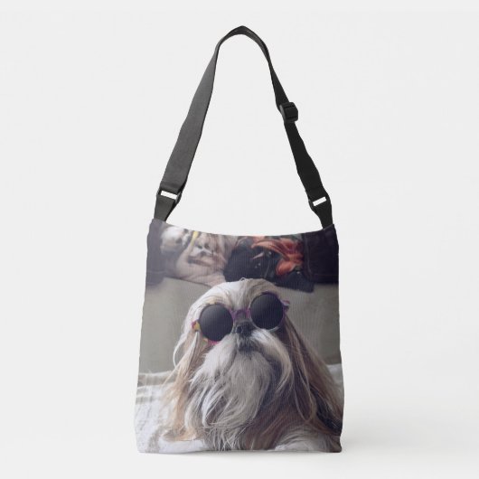 Cool Shih Tzu lange haar zonnebril Foto Crossbody Tas (Voorkant)