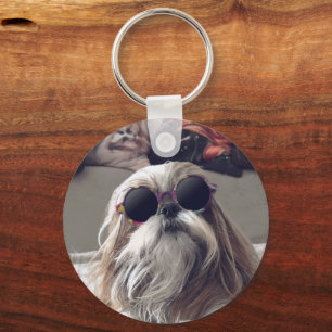 Cool Shih Tzu lange haar zonnebril Foto Sleutelhanger