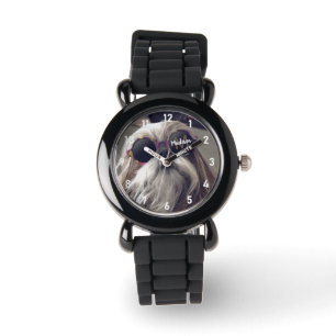 Cool Shih Tzu  retro bril Foto Monogram Horloge