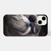 Cool Shih Tzu  retro bril Foto Monogram iPhone Hoesje (Achterkant horizontaal)