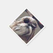 Cool Shih Tzu  retro bril Foto Monogram Servet (Hoek)