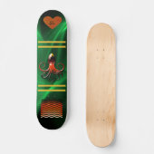 Cool Shiny Green Monogrammed Octopus Skateboard (Voorkant)