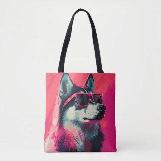 Cool Siberian Husky dog with sunglasses Draagtas