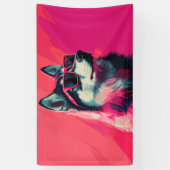 Cool Siberian Husky dog with sunglasses Spandoek (Verticaal)
