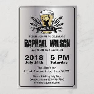 Cool Silver Beer Barley Stag Bachelor Party Kaart